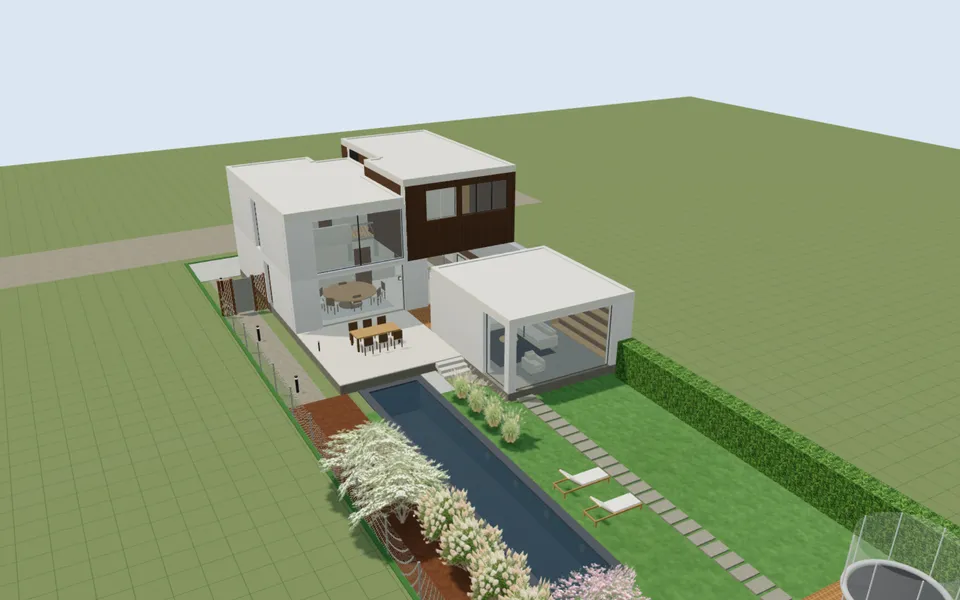 مشروع منزل حديث مع مخطط الأرض بتقنية 3D